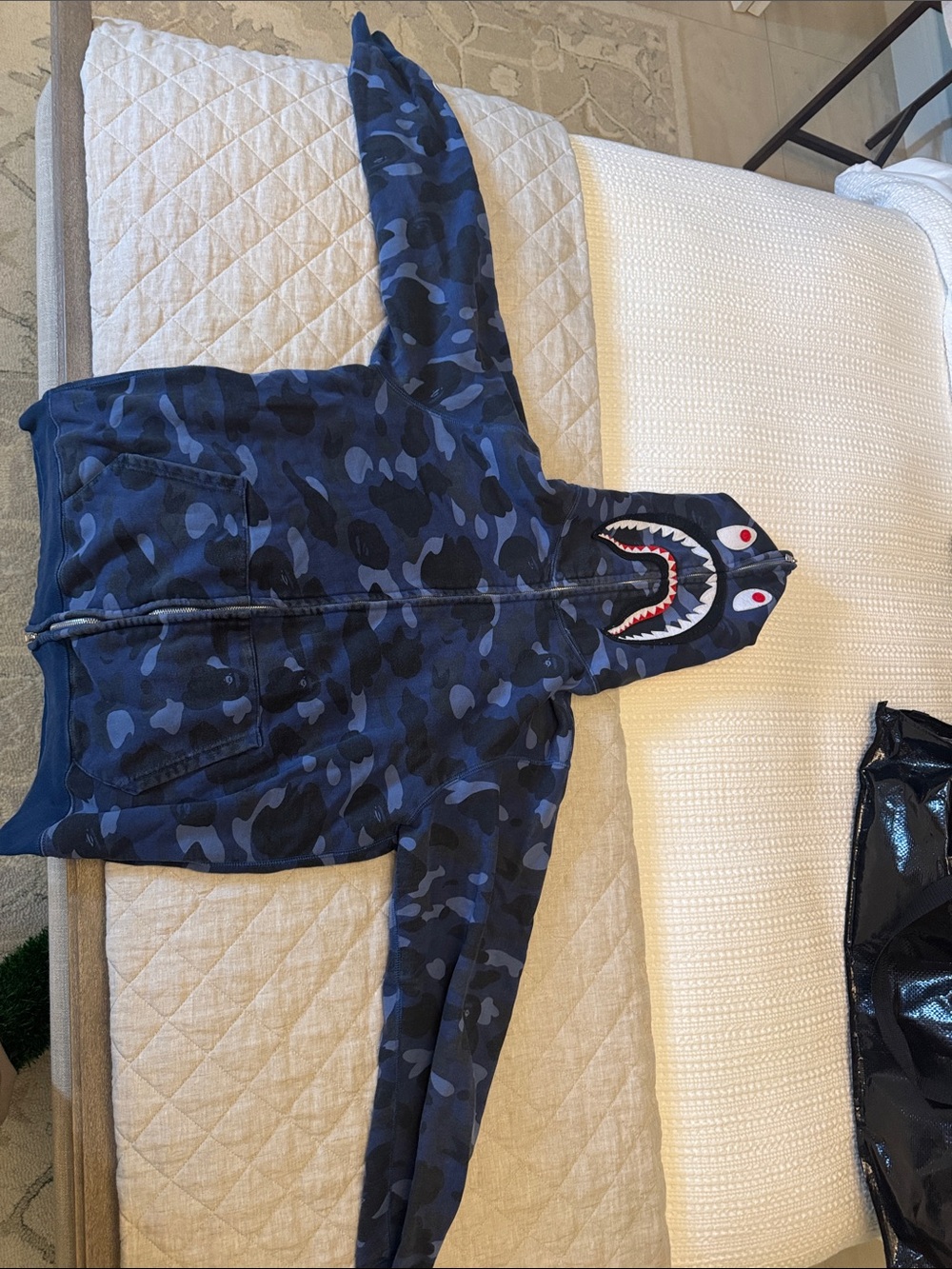 Bape Blue Camouflage Shark Zip Hoodie adult